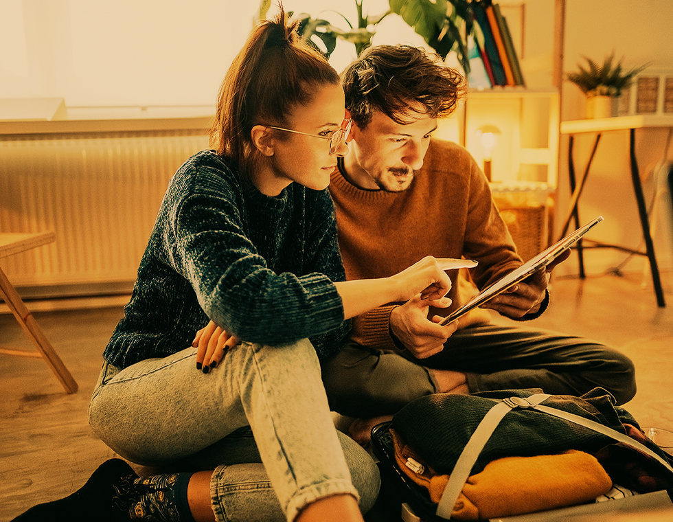 Couple looking at tablet